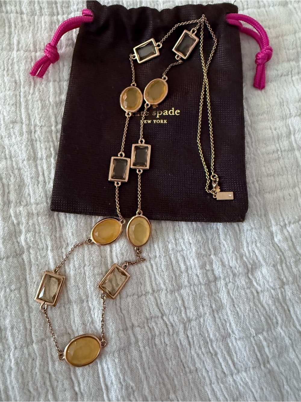 kate spade Gold-Tone Necklace with Yellow and Smoky Stones